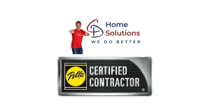 Logo for C&D Home Solutions featuring the "We Do Better" slogan and a Pella Certified Contractor badge for window and door replacement in Birmingham, AL